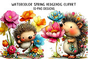 Spring Hedgehog Clipart, an Illustration by Daily.Designs (Thumbnail 1 of 7)
