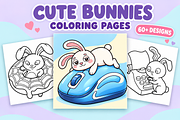 Cute Bunnies Coloring Pages Vol. 2, an Animal Illustration by Inkivelle Studio (Thumbnail 1 of 3)