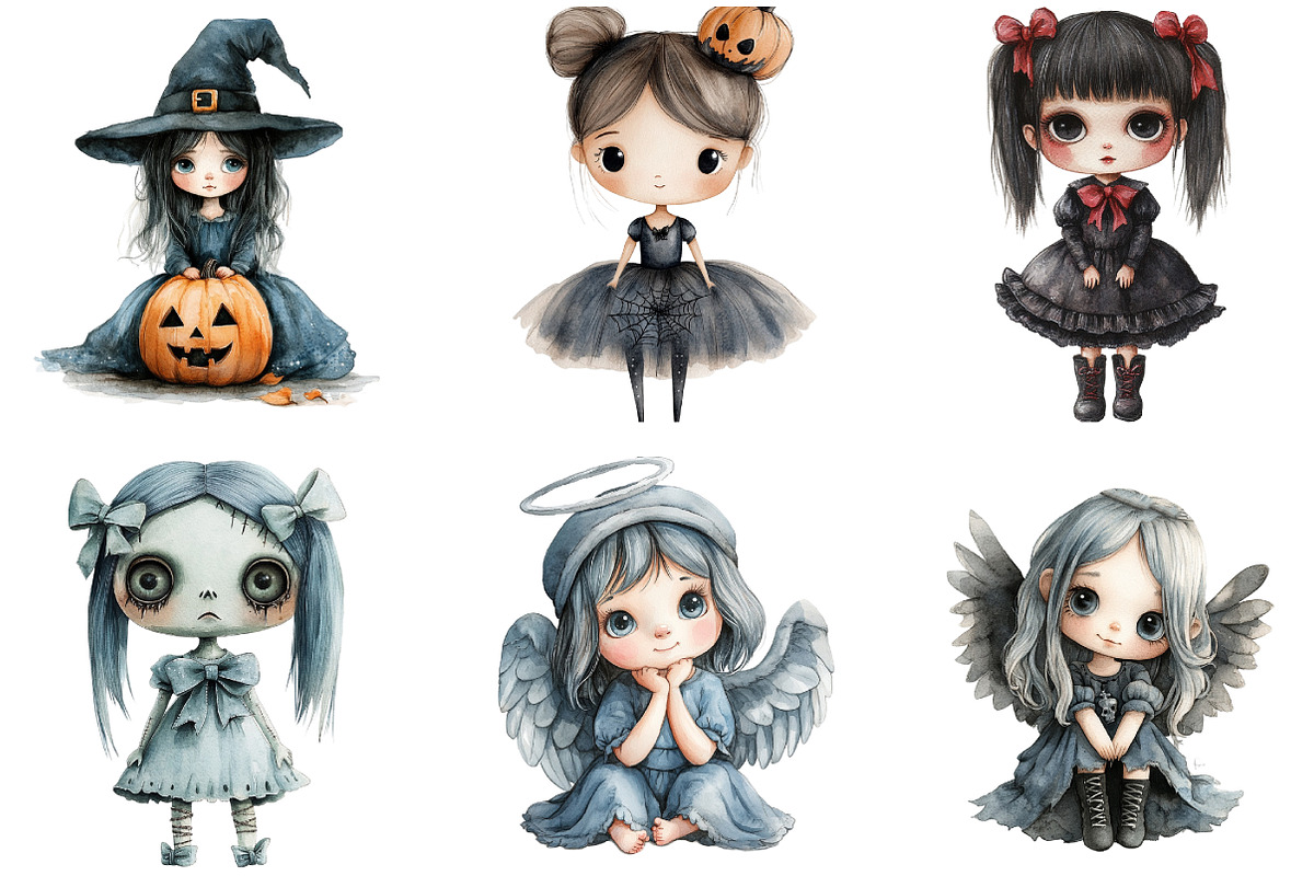 Whimsical Halloween Doll Sublimation, an Illustration by DreamArtGraphic (Photo 5 of 6)