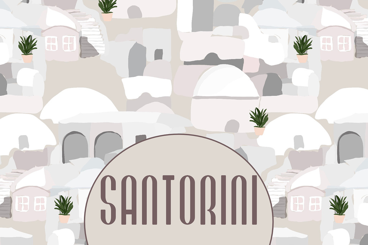 Island greek houses white grey, a Pattern Graphic by Cotton Melon pattern Shop (Photo 1 of 5)
