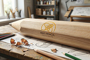 Bee Pencil Monoline Logo, a Graphic by Mightyfire (Thumbnail 1 of 3)