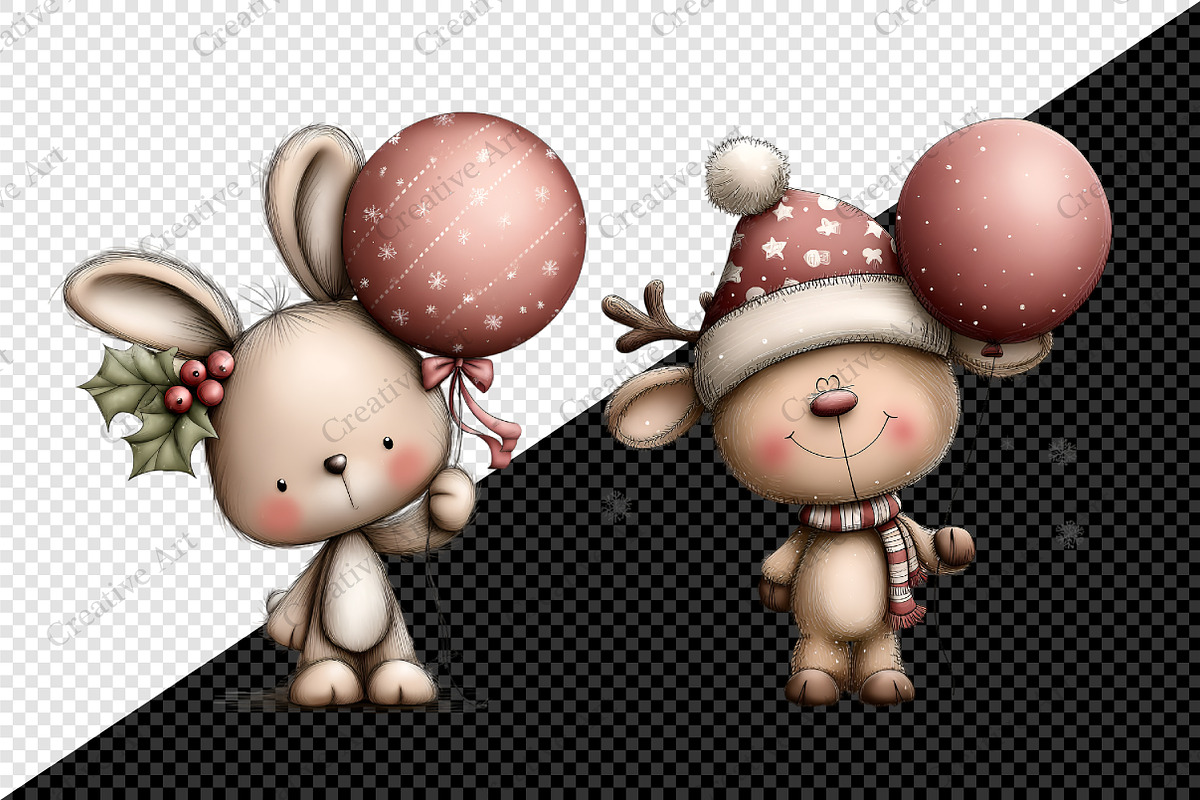 Christmas Animals With Balloon, an Illustration by Creative Art (Photo 8 of 10)