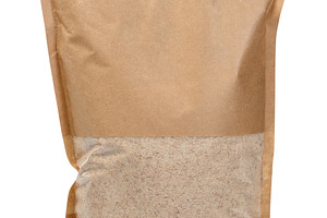 Kraft paper bag with a transparent window and loose contents