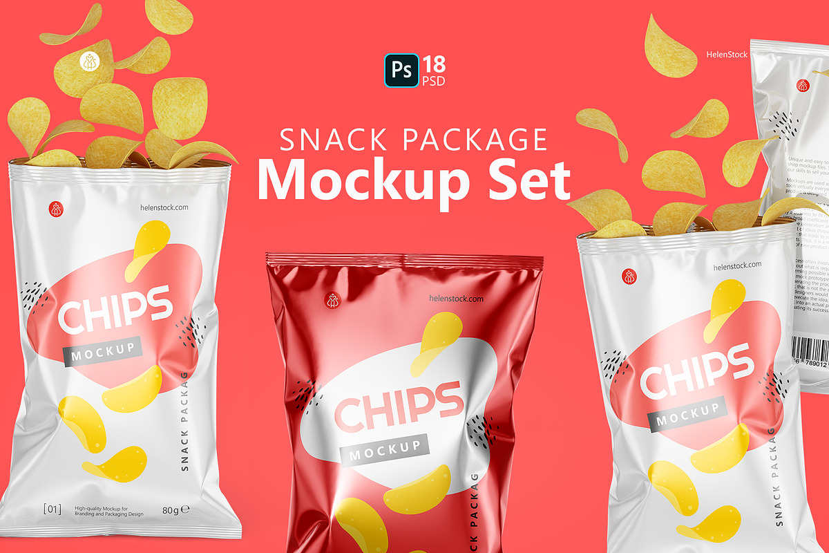 Snack Packaging Mockup Set, a Packaging Mockup by HelenStock (Photo 1 of 13)