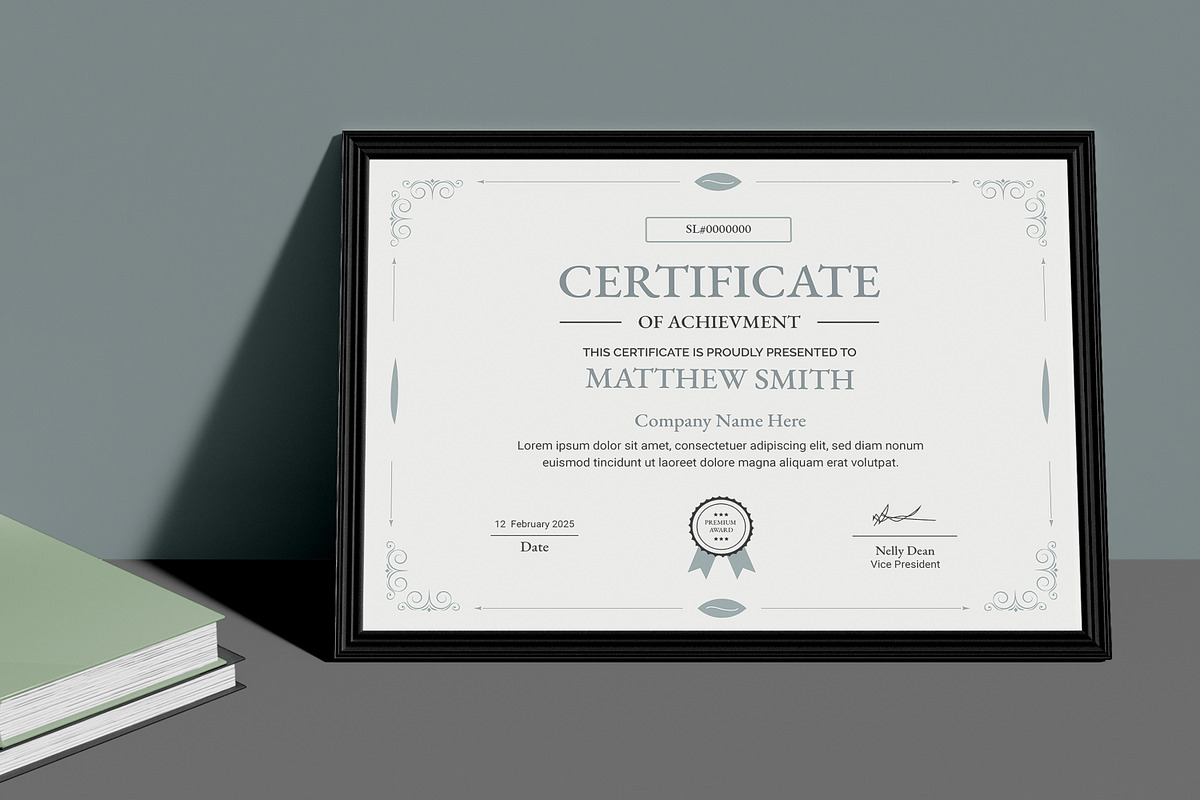 Clean Certificate Design, a Stationery Template by MightyDesign (Photo 1 of 6)