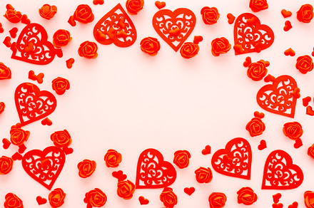 Red flowers and hearts, a Holiday Photo by Pandateam