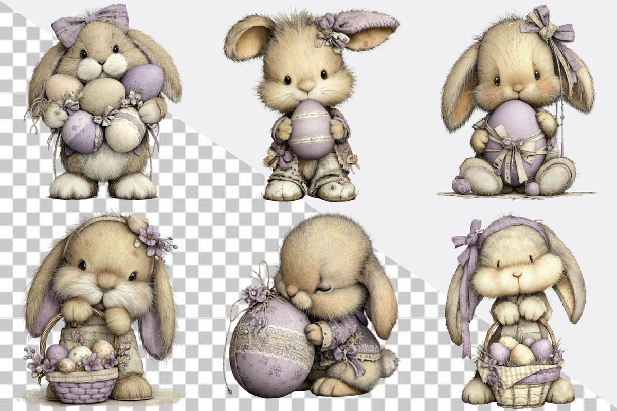 Baby Bunny Easter Clipart Bundle, an Illustration by SVGArt (Photo 5 of 8)