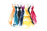 Dresses watercolor illustration, a Graphic by Kamenuka (Thumbnail 1 of 3)