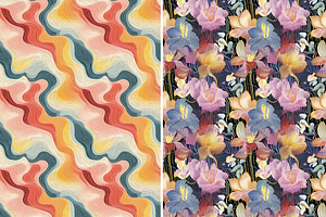 Moire Floral Seamless Patterns