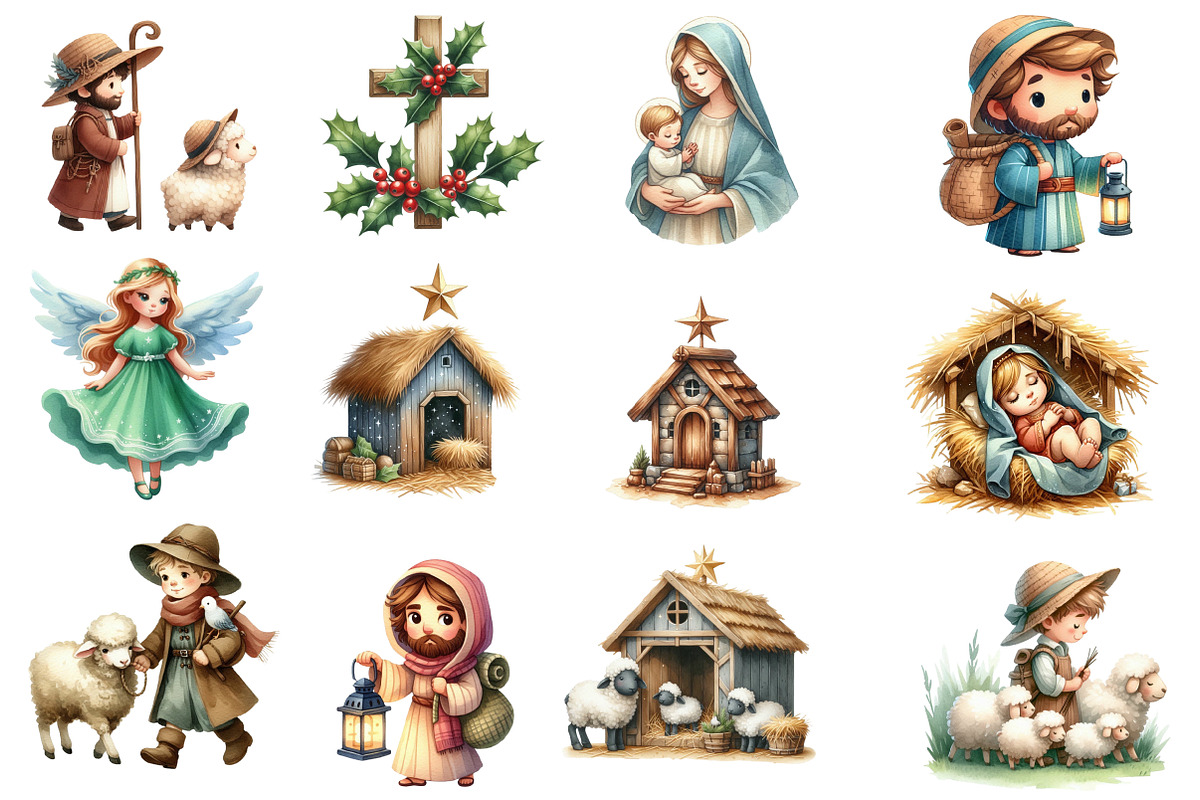 Christmas Nativity Sublimation Clipa, an Illustration by Designworld (Photo 2 of 6)