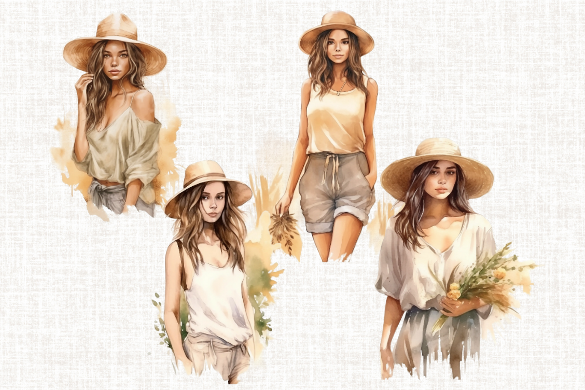 Watercolor Boho Girl Clipart, a Person Illustration by Mash Mash Stickers (Photo 5 of 9)
