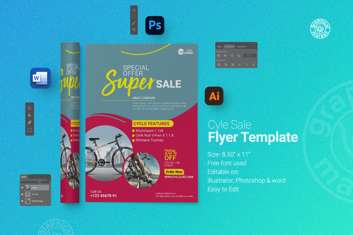 Cycle Sale Flyer Template, a Flyer Template by GraphicalMarket