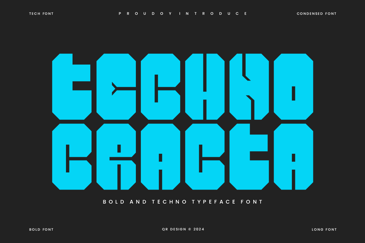 Techno Cracta - Block & Futuristic F, a Sans Serif Font by QR Design Studio (Photo 2 of 6)