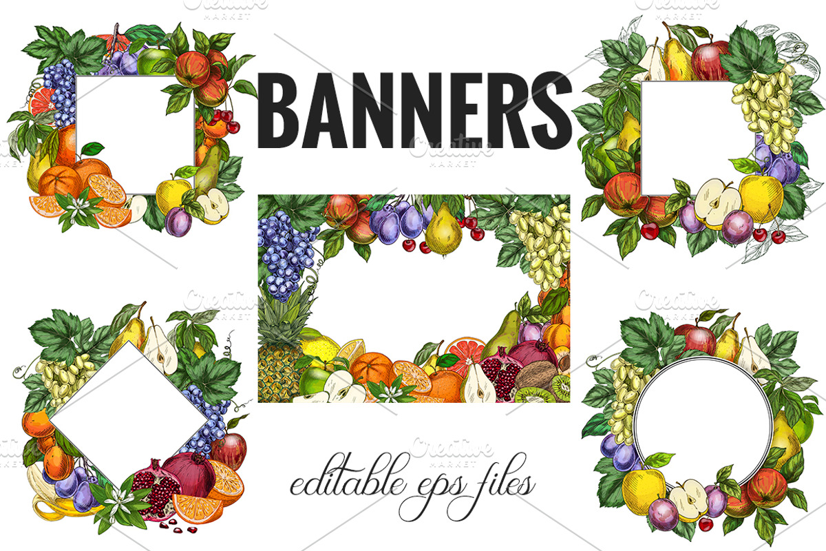 Garden Fruits, vector collection, a Food Illustration by JSolomatina (Photo 4 of 6)