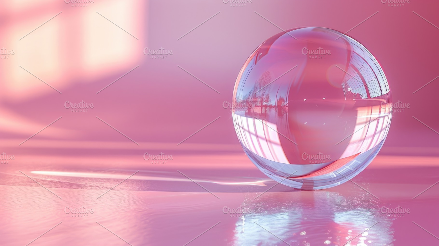Pink Glass Sphere Reflection Minimal Aesthetic Background with S, a Beauty & Fashion Photo by José Manuel Gelpi