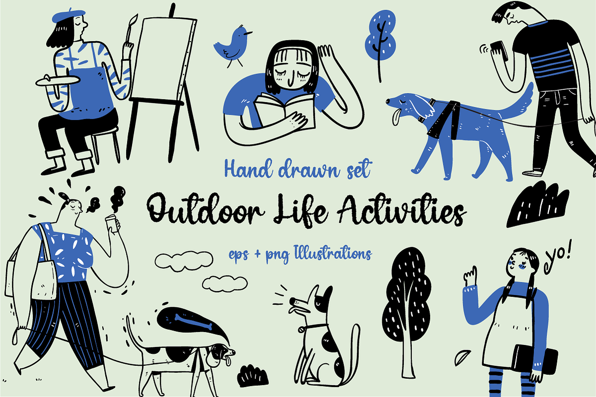 Hand drawn outdoor life activities, a Decorative Illustration by Huza Studio (Photo 1 of 9)
