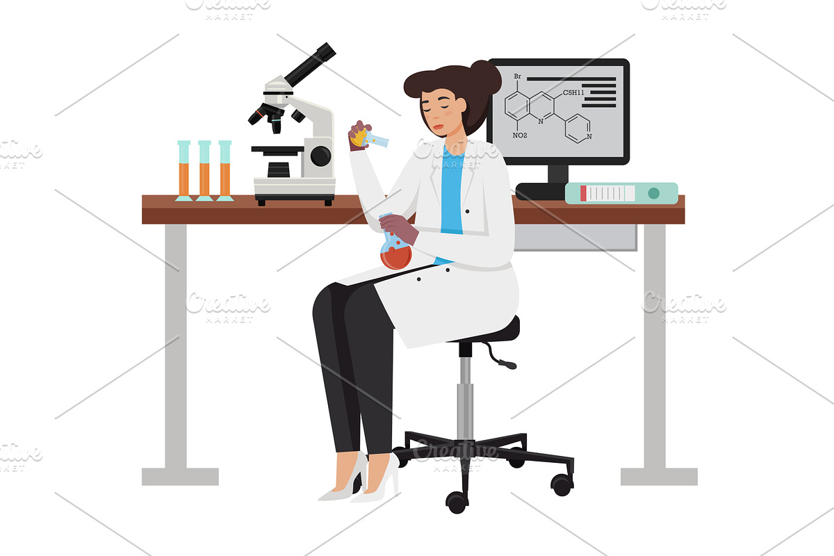 Woman scientist leading medical, an Object Illustration by Sky Pics Studio