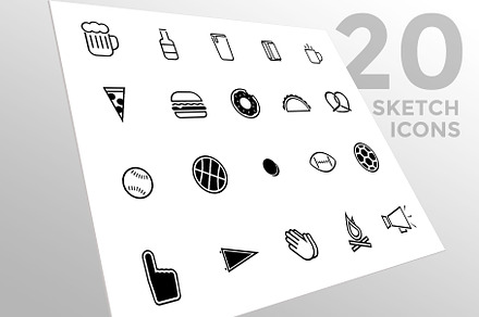 Sports, Food, and Beer Line Icons