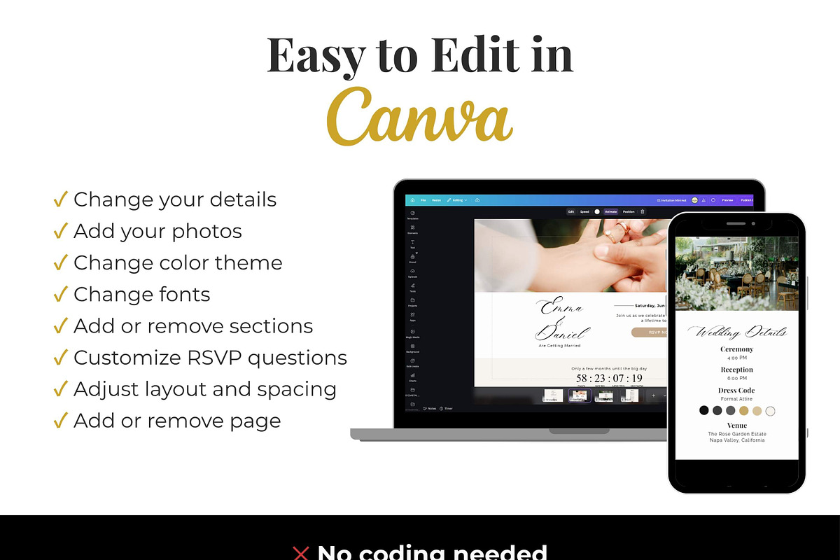 Black Gold Wedding Website Template, a Landing Page Template by Everyday Perfection (Photo 5 of 10)
