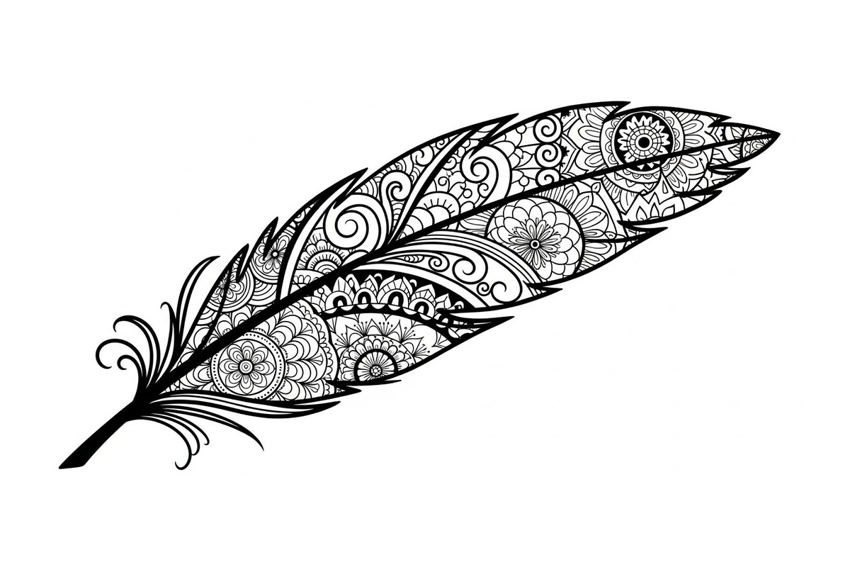 Ornamental Feather SVG Bundle, an Illustration by yasushie (Photo 14 of 31)