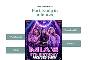 Neon Pop Girls Dance Party Invite, an Invitation Template by heynomi (Thumbnail 17 of 19)
