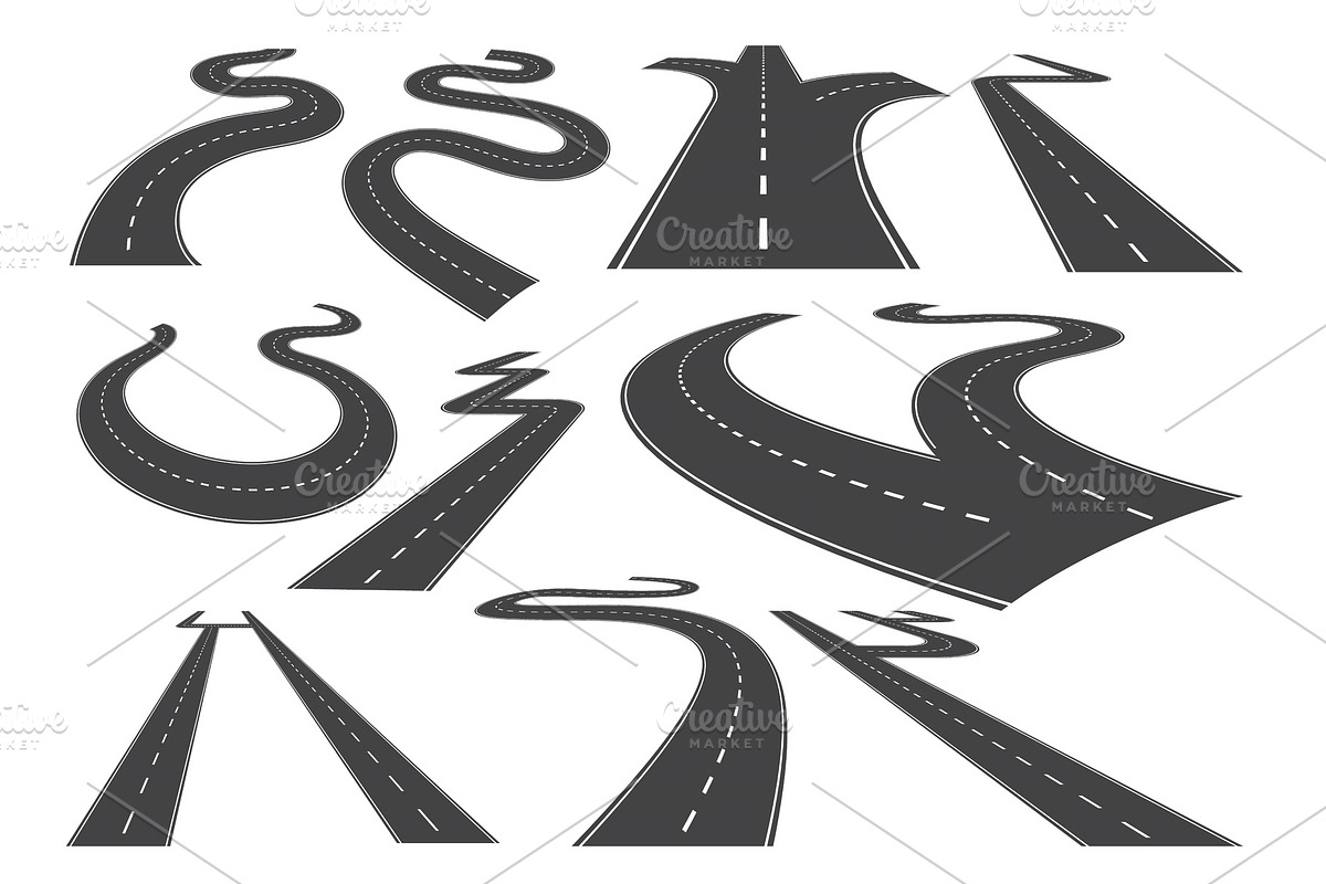 Bending roads, high ways or roadways, a Transportation Illustration by the8monkey