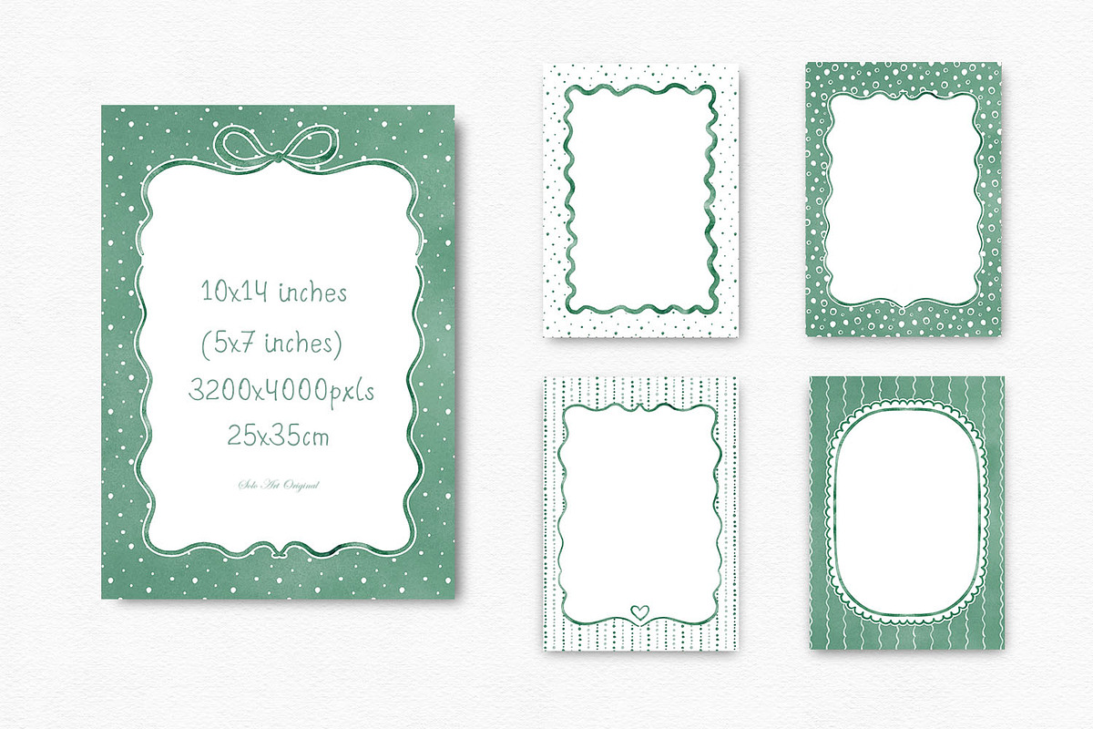 Sage Green Watercolor Bows Frames, a Background Graphic by Solo Art Original (Photo 9 of 14)
