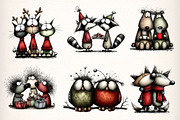 Whimsical Christmas Animals Clipart, an Illustration by Dream Creation (Thumbnail 3 of 8)