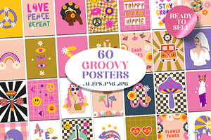 Retro groovy posters - wall art
