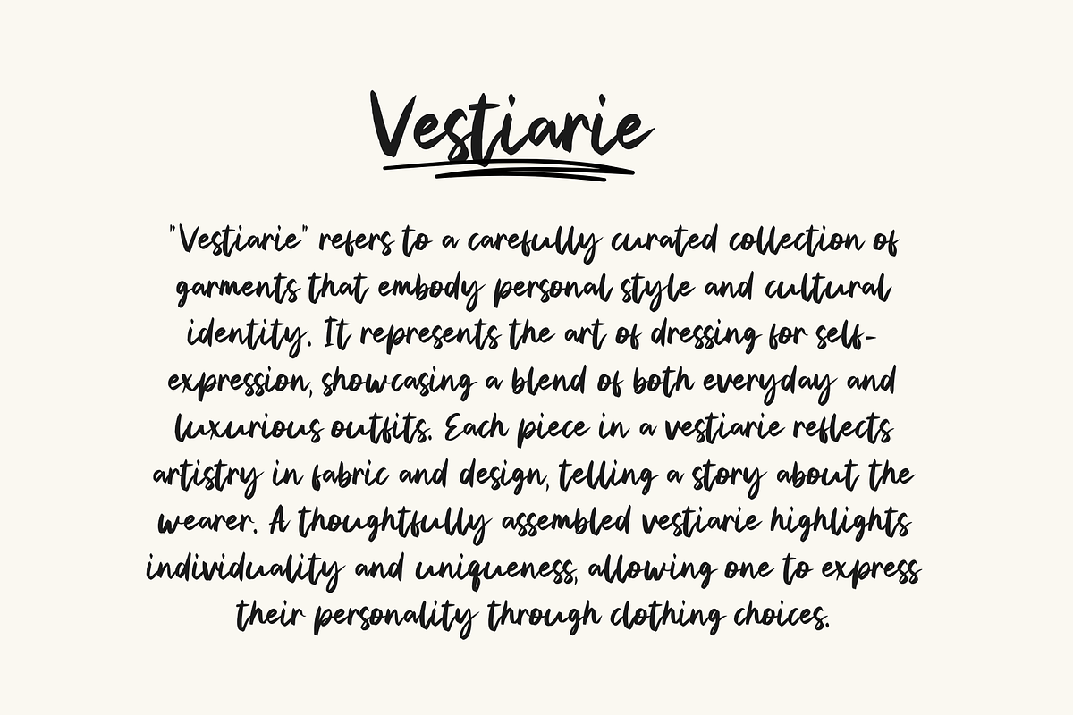Vestiarie Handwritten Font, a Handwritten Font by Sofia Skoog (Photo 7 of 12)