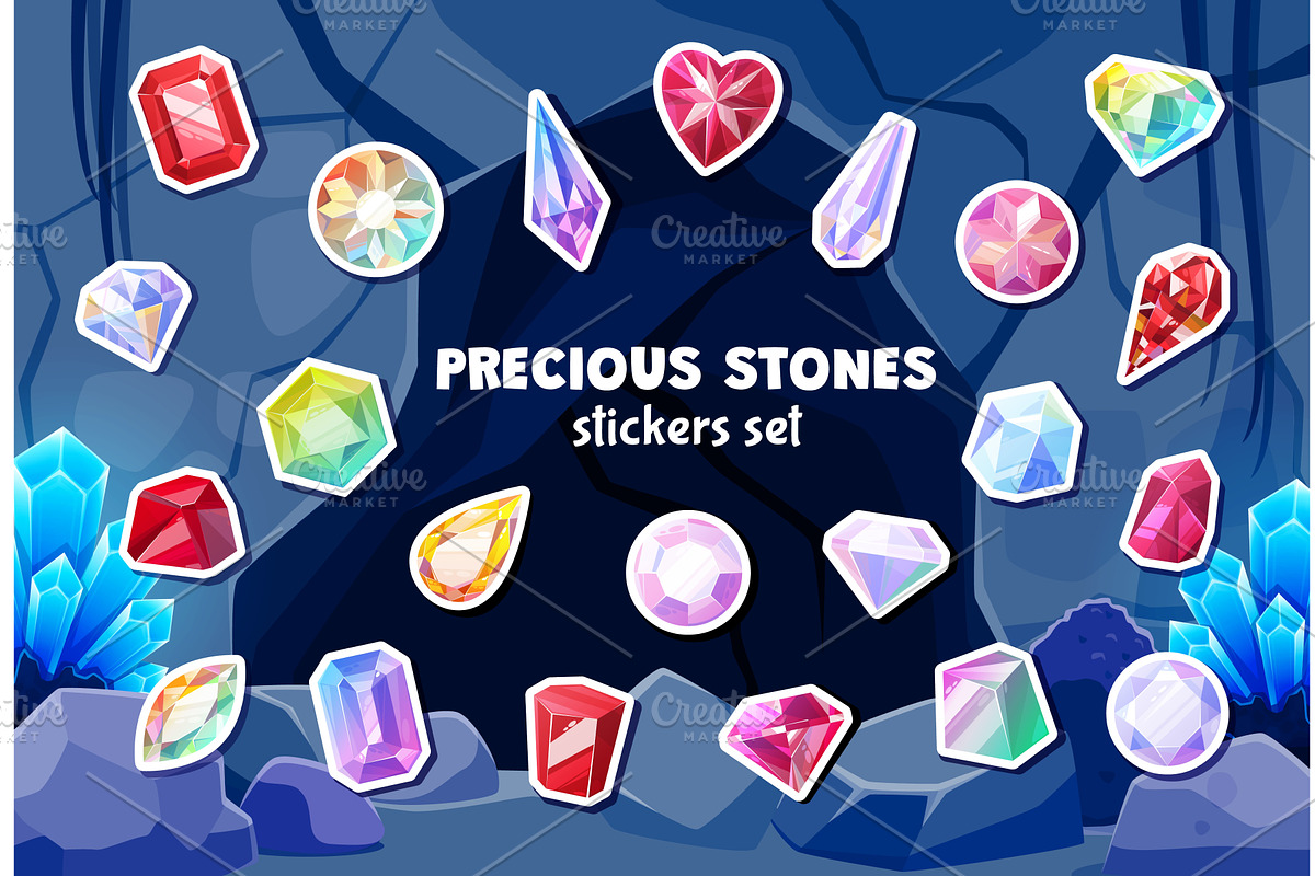 Cartoon gems and gemstones, an Object Illustration by Vector Tradition