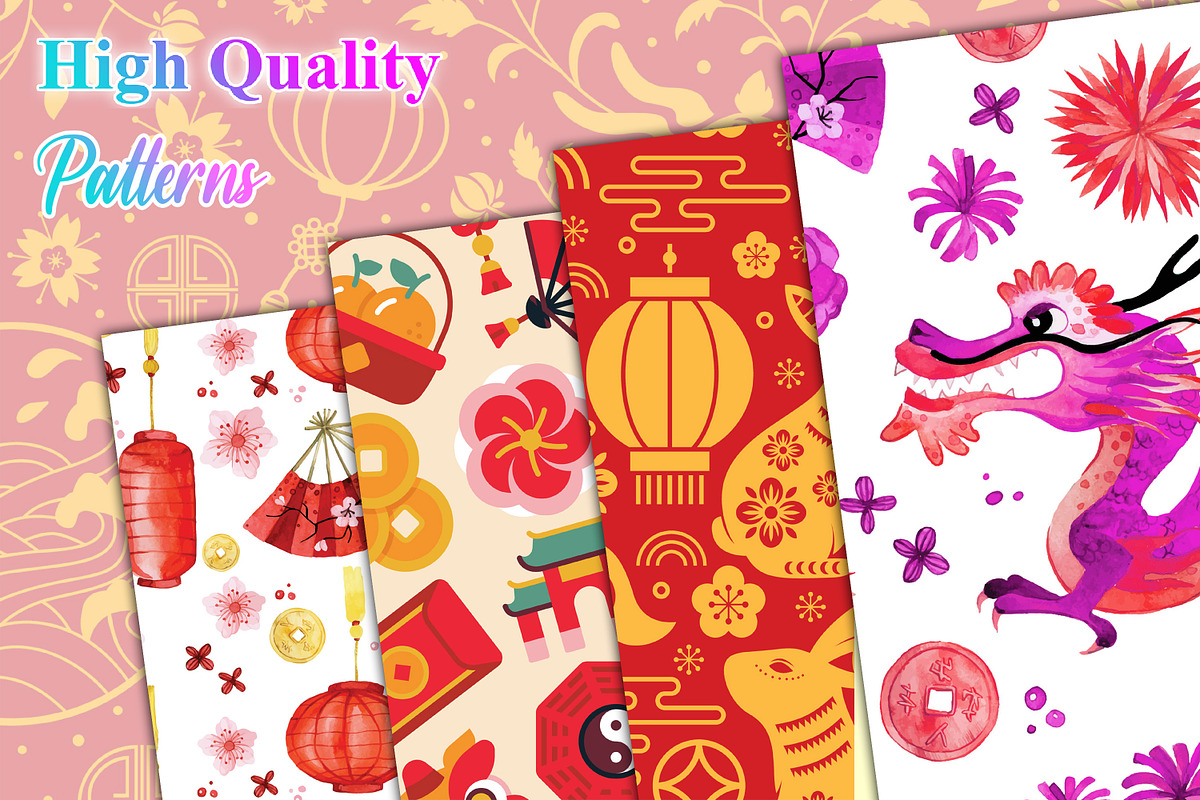 Chinese New Year Seamless Pattern, a Pattern Graphic by Digital Studio (Photo 2 of 7)