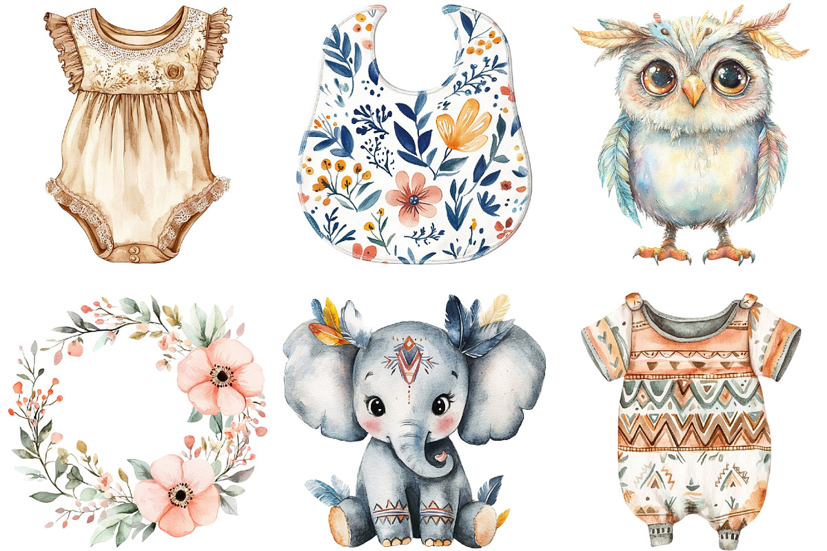 Boho Baby Doodles Sublimation Png, an Illustration by cherrydesign (Photo 2 of 3)