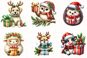 Christmas Animals Watercolor Clipart, an Illustration by OK Design (Thumbnail 3 of 5)