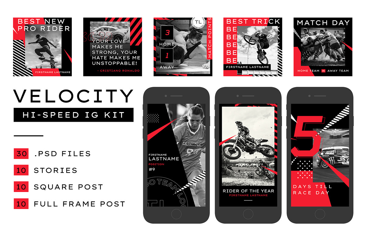 VELOCITY - HI-SPEED IG KIT, a Social Media Template by GOAT Design Co. (Photo 1 of 10)