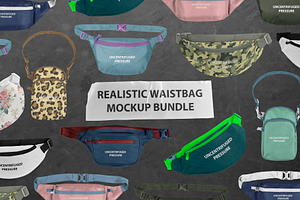 Realistic Waist Bag Mockup Bundle