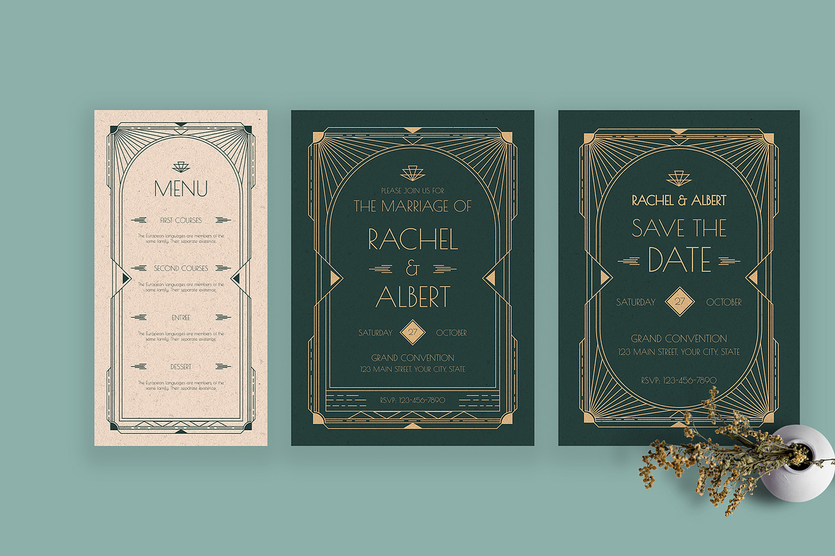 Wedding Invitation Suite - Art Deco, an Invitation Template by Neermana (Photo 3 of 4)