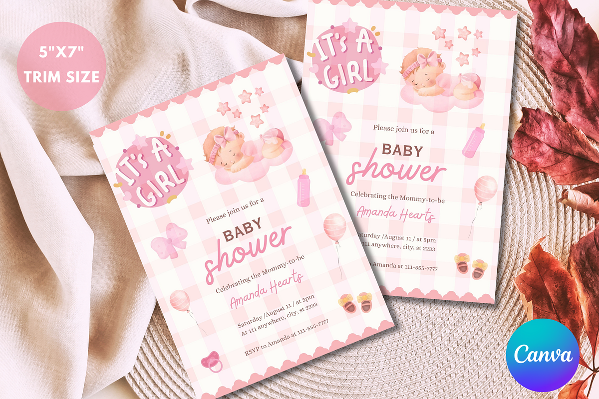 Baby Shower Invitation Template, an Invitation Template by SimoDigitalArt (Photo 4 of 9)
