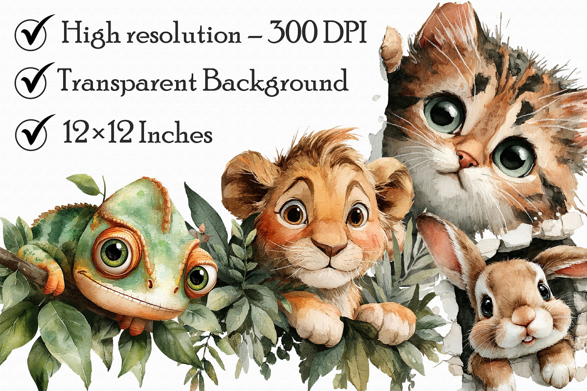 Funny Cute Animal Peeking clipart, an Illustration by Libby Wishes (Photo 2 of 7)