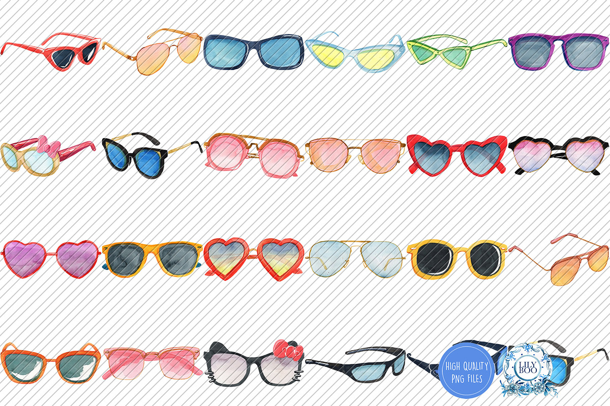 37 Hand Painted Sunglasses PNG Pack, an Illustration by LilyBoo Clipart (Photo 2 of 3)