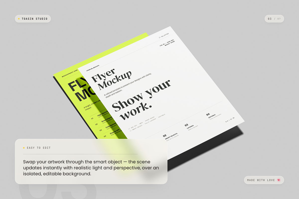 US Letter Flyer Mockup, an Advertising Mockup by Toasin Studio (Photo 3 of 7)