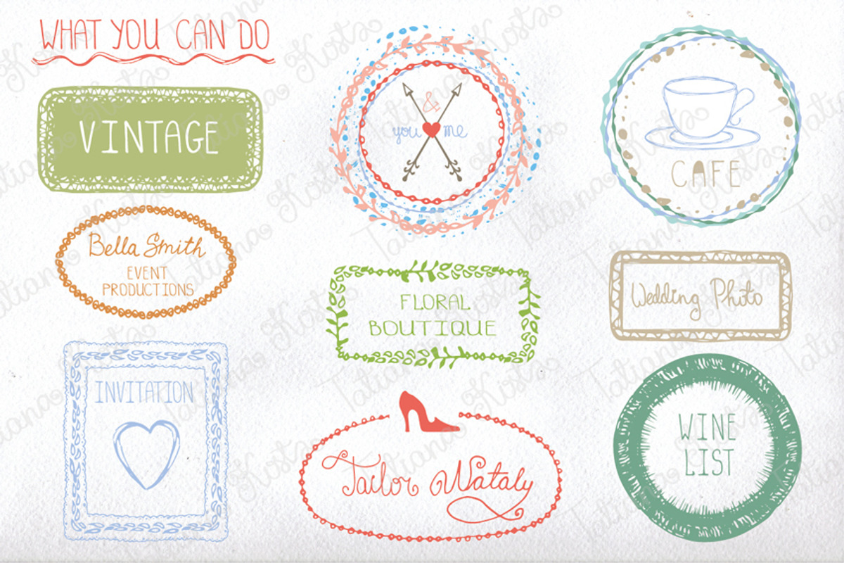 Hand drawn seamless border, brushes preview 2