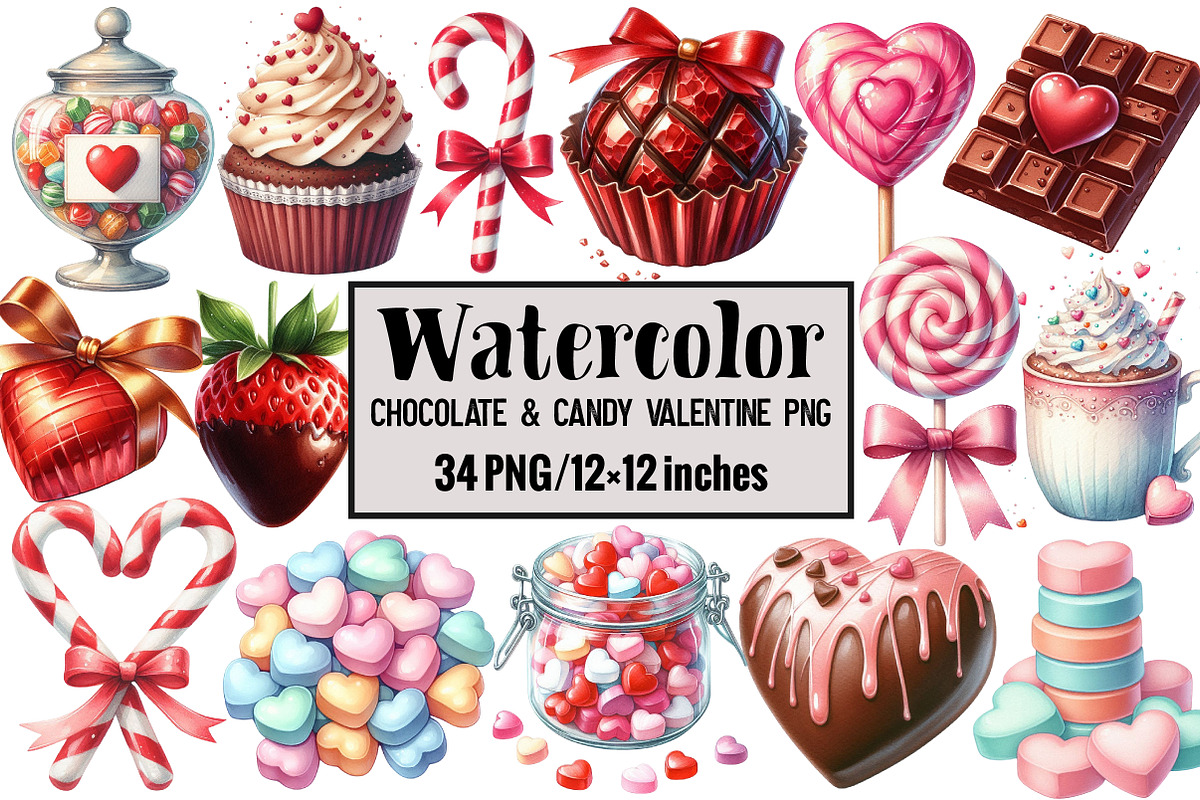 Chocolate & Candy Valentine PNG, an Illustration by Design Market (Photo 1 of 5)