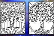 Stained Glass Autumn Coloring Pages, a Seasonal Illustration by Coco Bloom (Thumbnail 3 of 6)