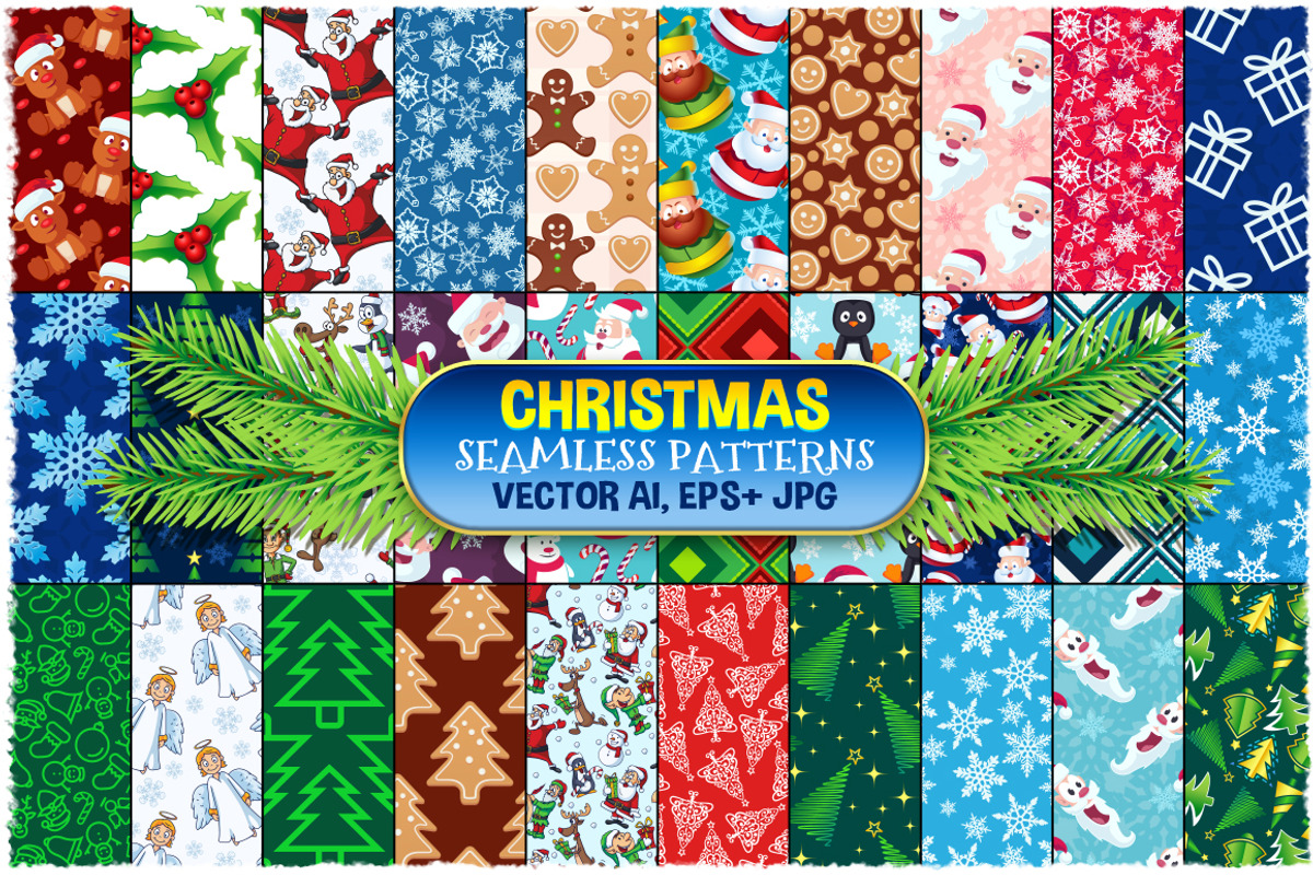 Christmas Seamless Pattern Set, a Pattern Graphic by pixaroma (Photo 1 of 5)