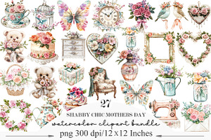 Shabby Chic Mothers Day Clipart, a Seasonal Illustration by Designking