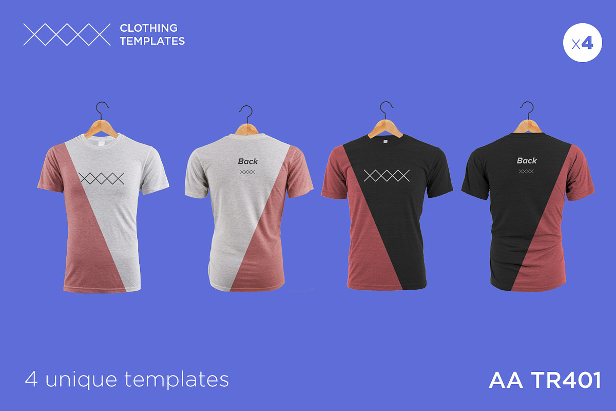 AA TR401 - Blank T-shirt mock up set, a Shirt Mockup by Clothing Templates (Photo 1 of 3)