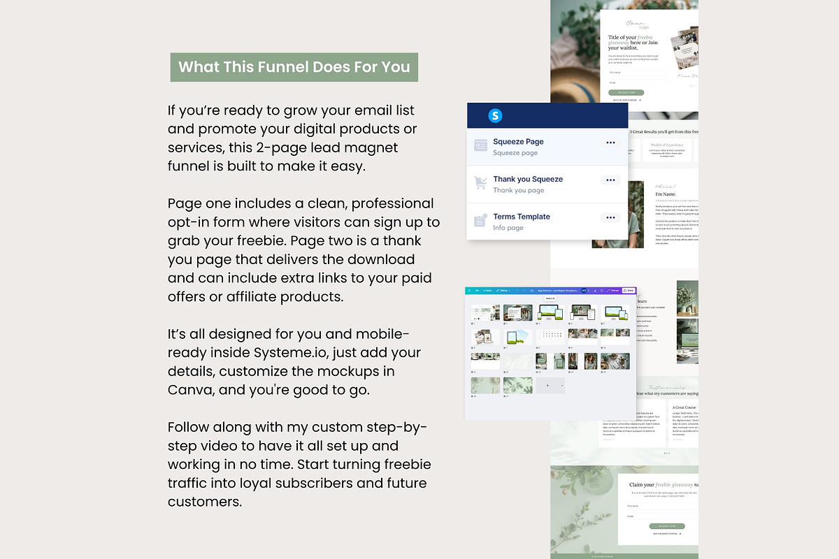 Systeme.io Sage Botanica Lead Magnet, a Landing Page Template by Hayley's Digital Hub (Photo 2 of 10)