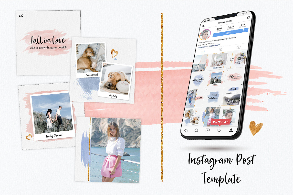 Watercolour Instagram Feeds Template, a Social Media Template by An Design (Photo 1 of 5)