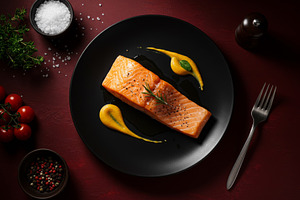 Delicately cooked salmon fillet with, a Food & Drink Photo by professorinc